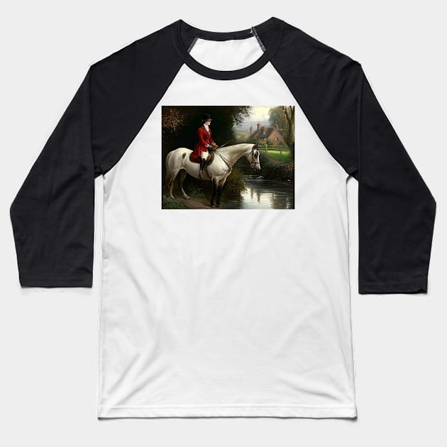 Vintage Horse Riding Oil Painting Baseball T-Shirt by Walter WhatsHisFace